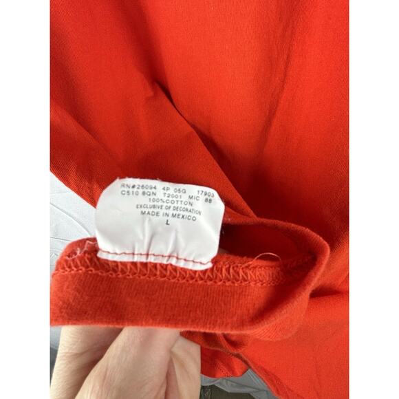 Champion ORANGE Silver Sewn Logo Heavyweight Classic All‎ Cotton T Shirt Men's L - Picture 6 of 8